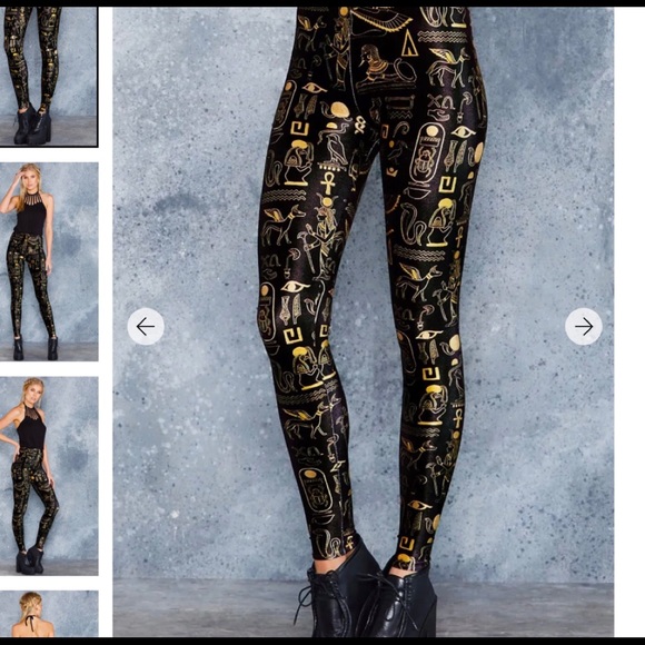 Blackmilk Pants - Black milk hieroglyphics gold high waisted velvet leggings size medium